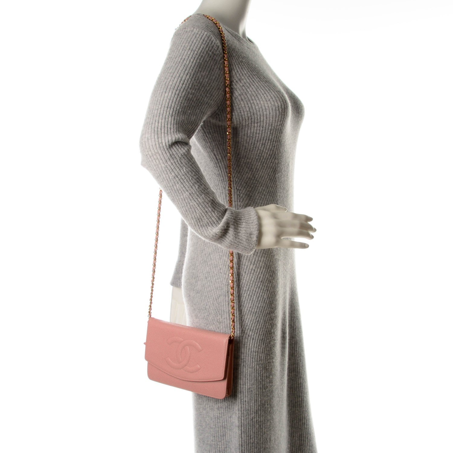 Chanel Caviar Timeless CC Wallet On Chain WOC Pink 2 of 8