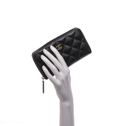 Chanel Caviar Quilted Small Zip Around Wallet Black 2 of 8