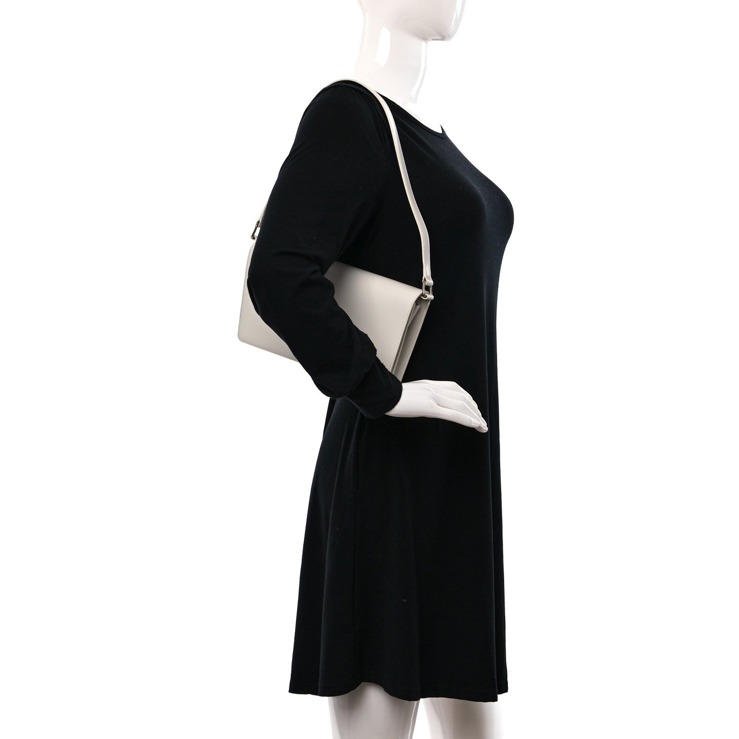 Shiny Calfskin Trapeze Triomphe Bag White