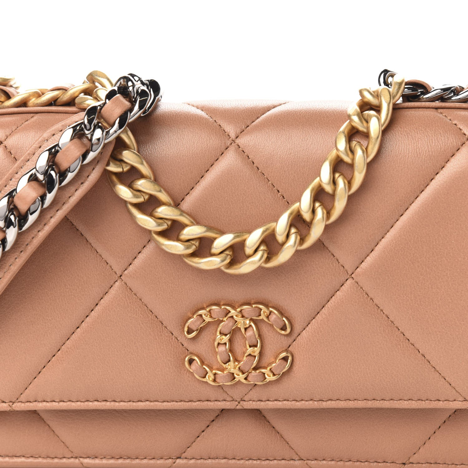 Chanel Lambskin Quilted 19 Wallet On Chain WOC Brown 12 of 13
