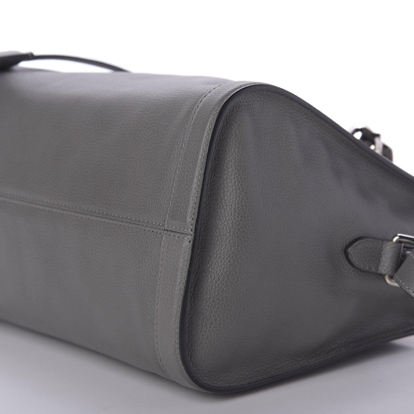 Pebbled Calfskin Small Skull Padlock Zip Around Tote Dark Grey