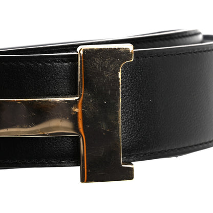 Hermes Box Togo 32mm H Belt 110 Black Vert Bosphore 9 of 10