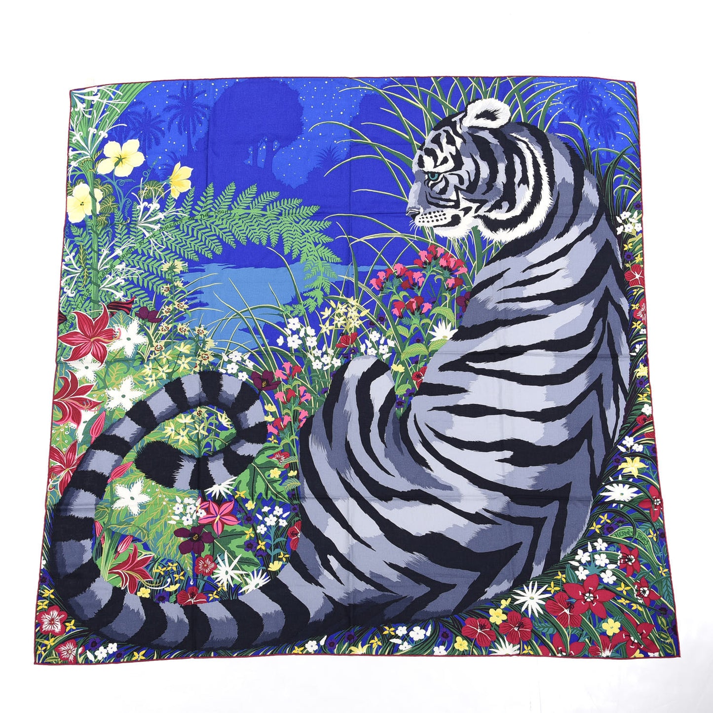 Cashmere Silk Tyger Tyger Shawl 140 Bleu Dur Vert Gris