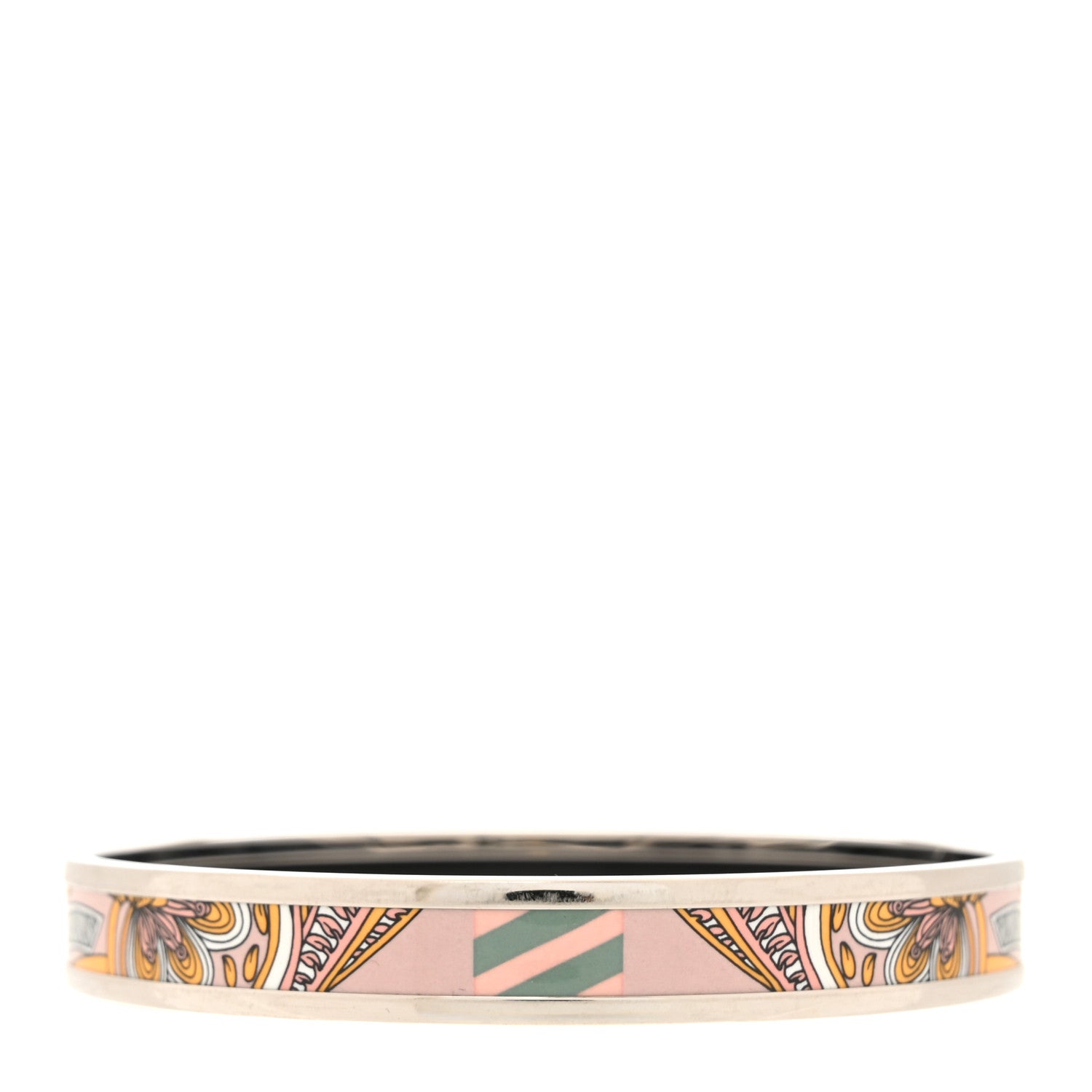 Hermes Enamel Printed Le Jardin De La Maharani Narrow Bracelet 65 Rose Candeur 3 of 6
