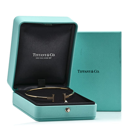 Tiffany 18K Yellow Gold Diamond T Wire Bracelet 4 of 4