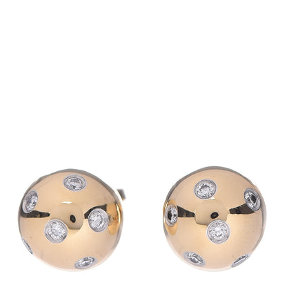 Tiffany 18K Yellow Gold Platinum Diamond 10.5mm Etoile Ball Earrings 1 of 4