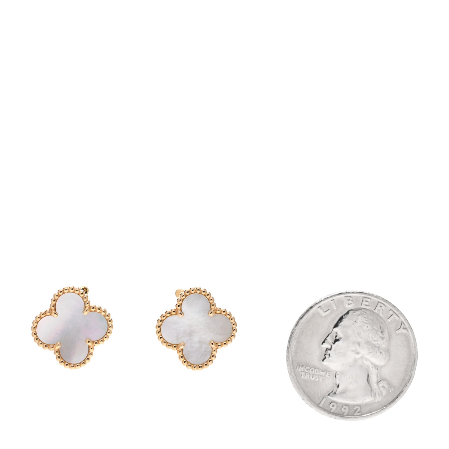 18K Yellow Gold Mother of Pearl Vintage Alhambra Earrings