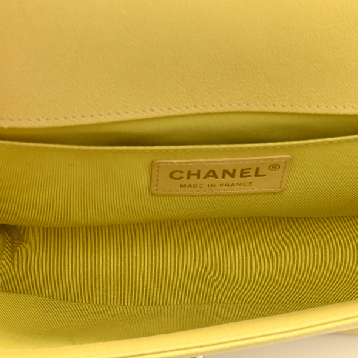 Chanel Caviar Chevron Quilted Medium Boy Flap Yellow 5 of 10