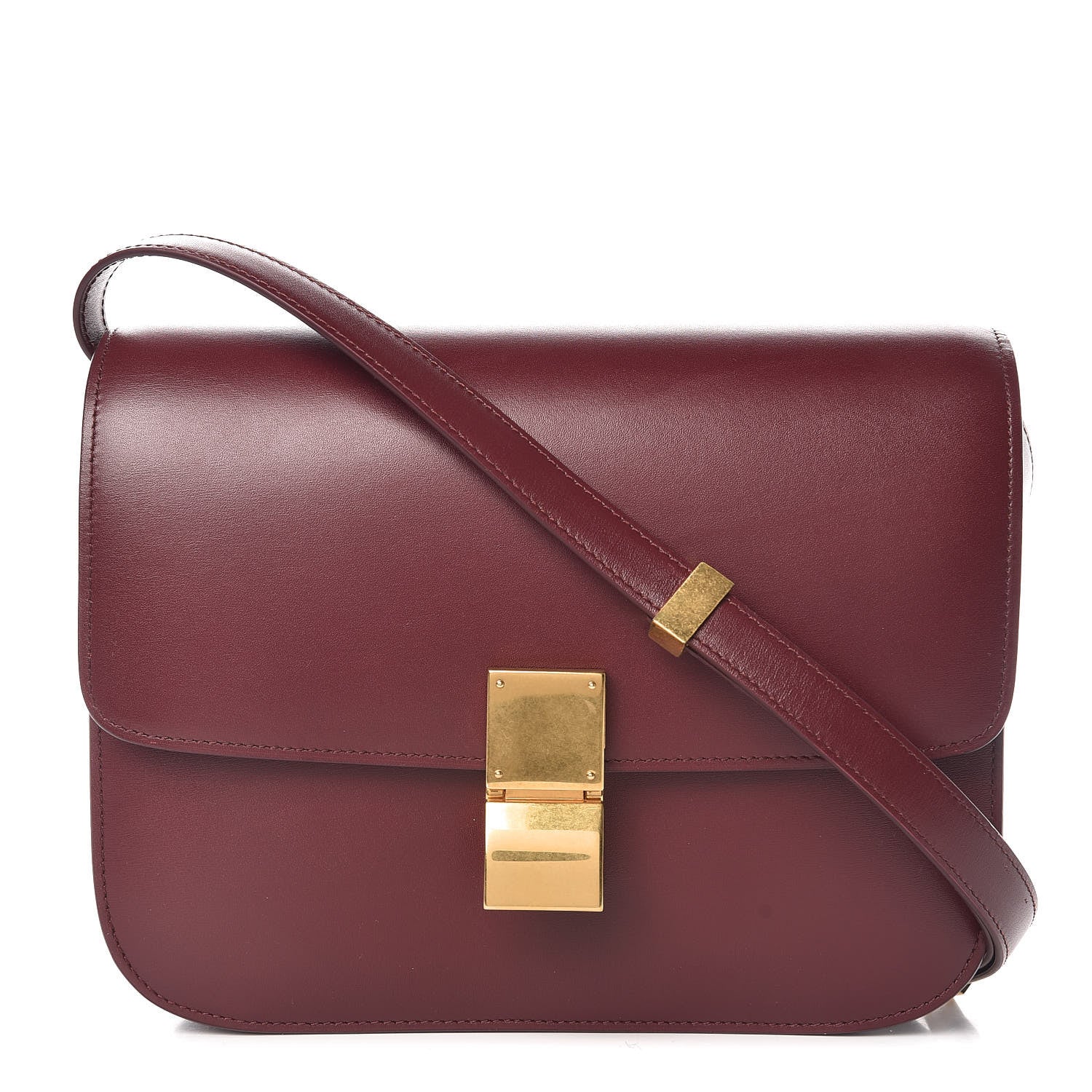 Celine Box Calfskin Medium Classic Box Flap Bag Burgundy 1 of 12