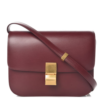 Celine Box Calfskin Medium Classic Box Flap Bag Burgundy 1 of 12