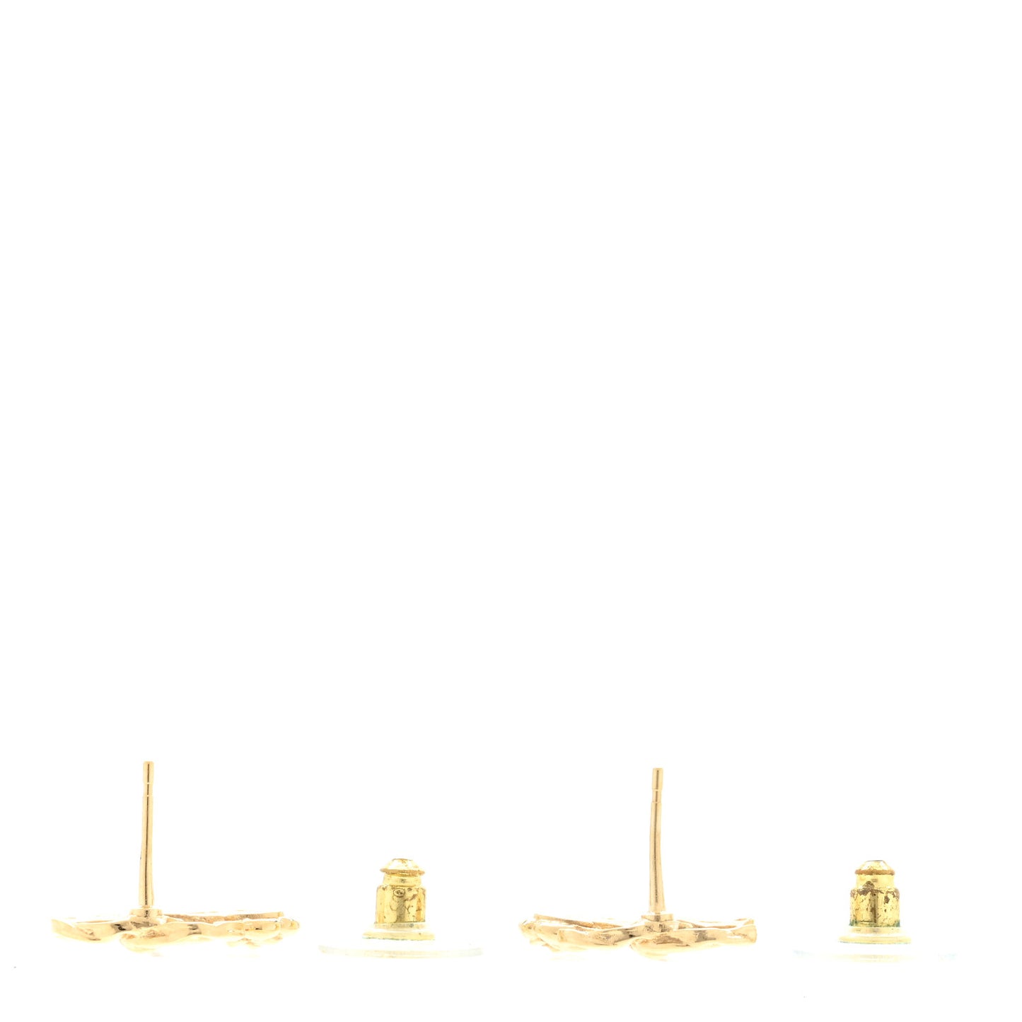 Metal CC Flower Earrings Gold