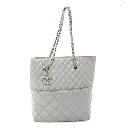 Chanel Vinyl Quilted In The Business North South Tote Light Grey 1 of 13