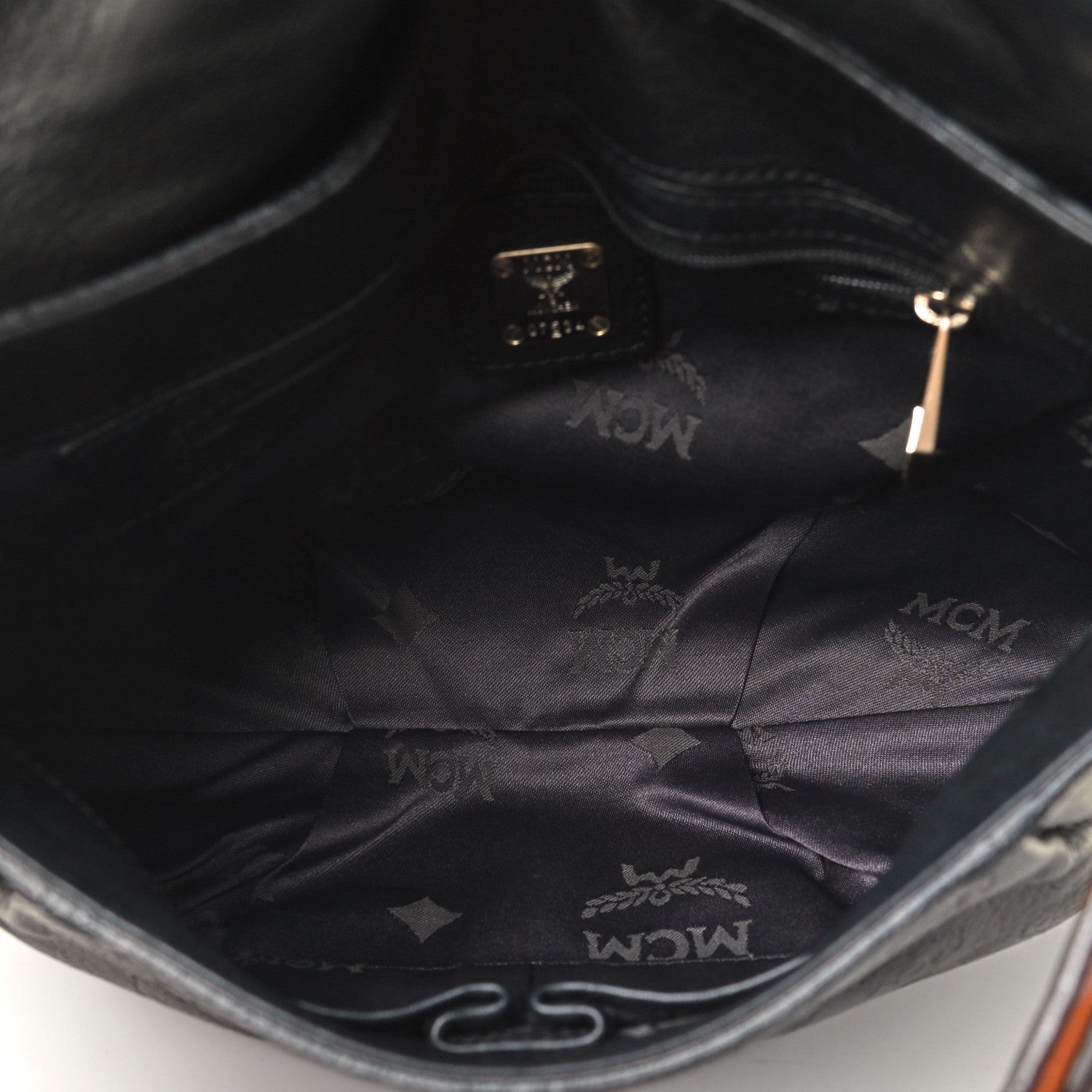 MCM Calfskin Ottomar Monogram Shoulder Bag Black 4 of 4