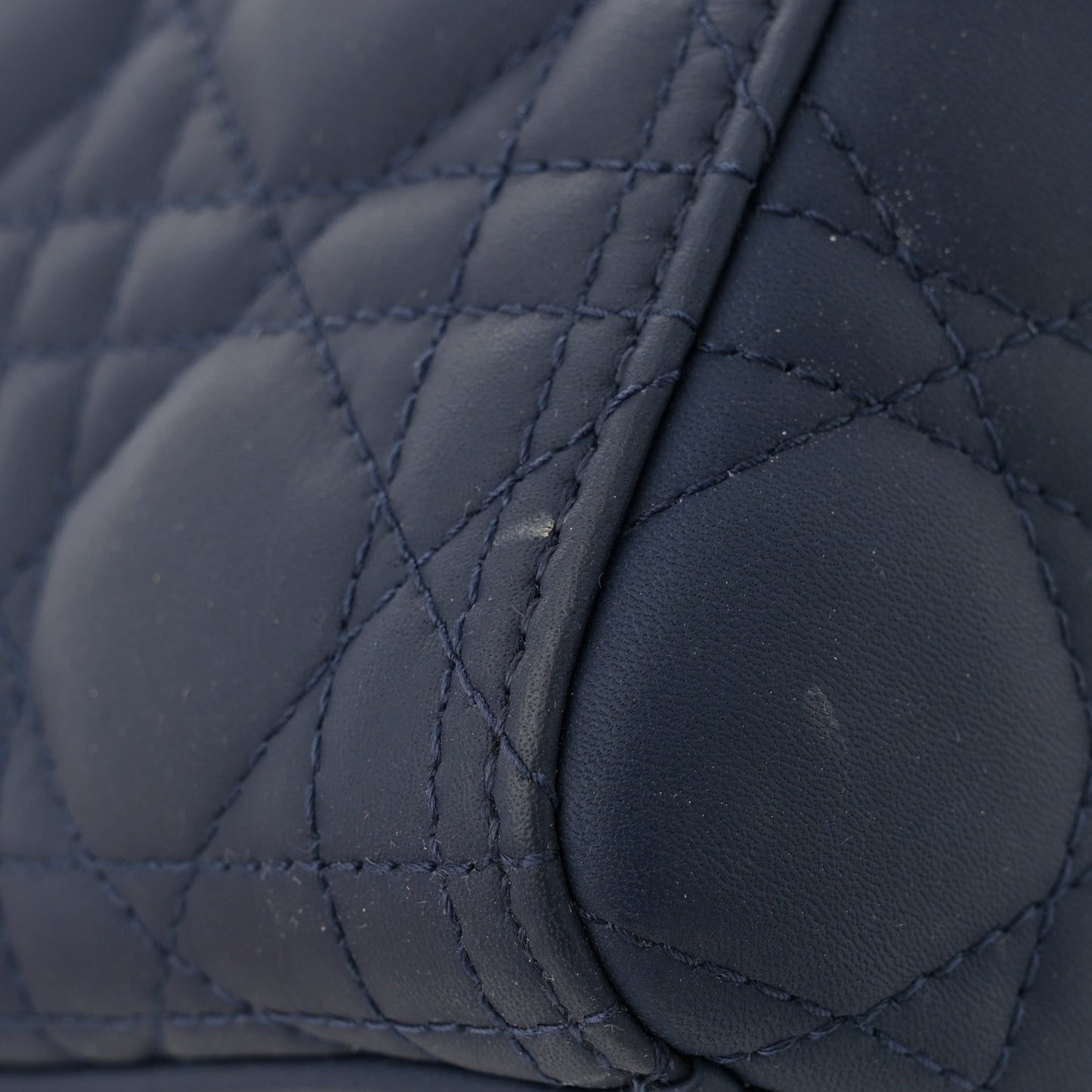 Ultra Matte Calfskin Cannage Large Lady Dior Blue