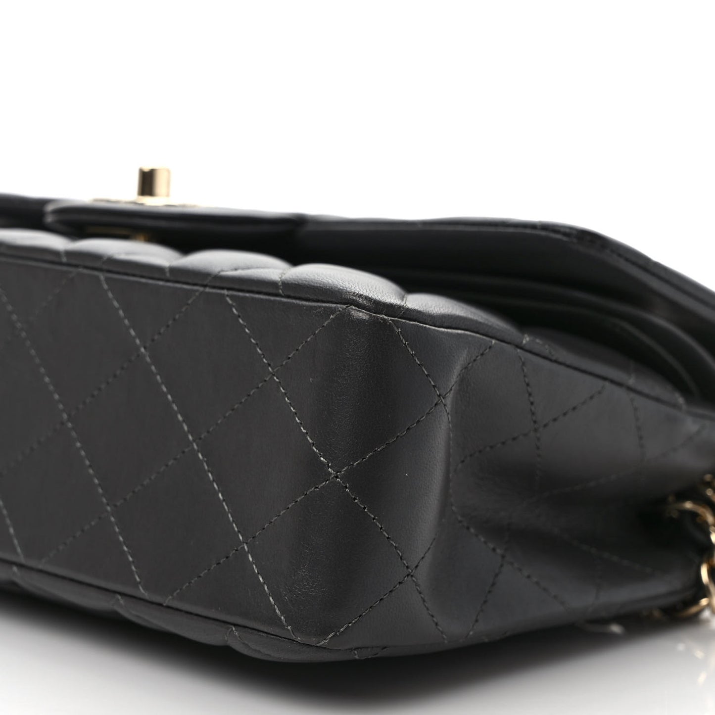 Lambskin Quilted Small Double Flap Dark Grey