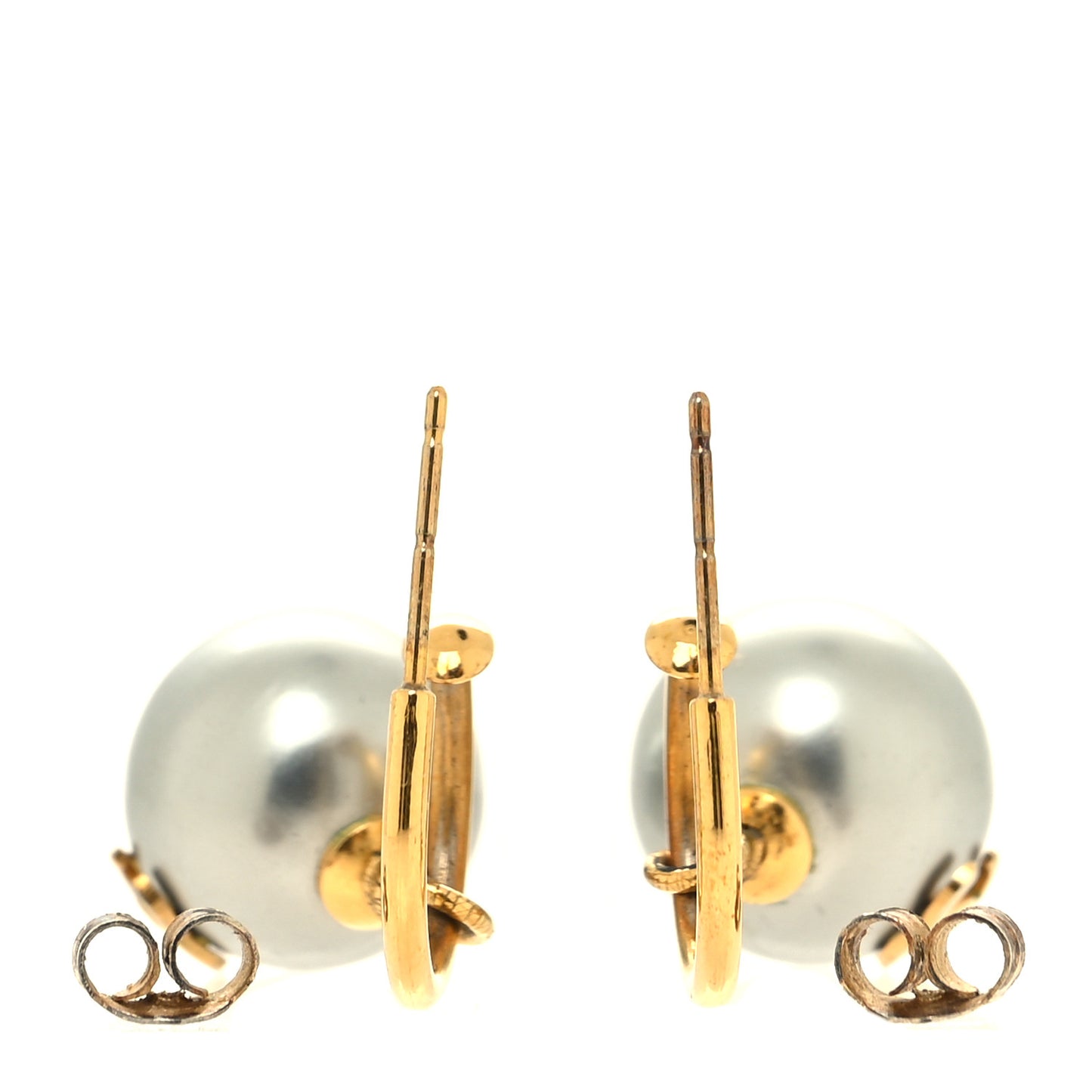 Pearl CC Drop Earrings Gold Grey