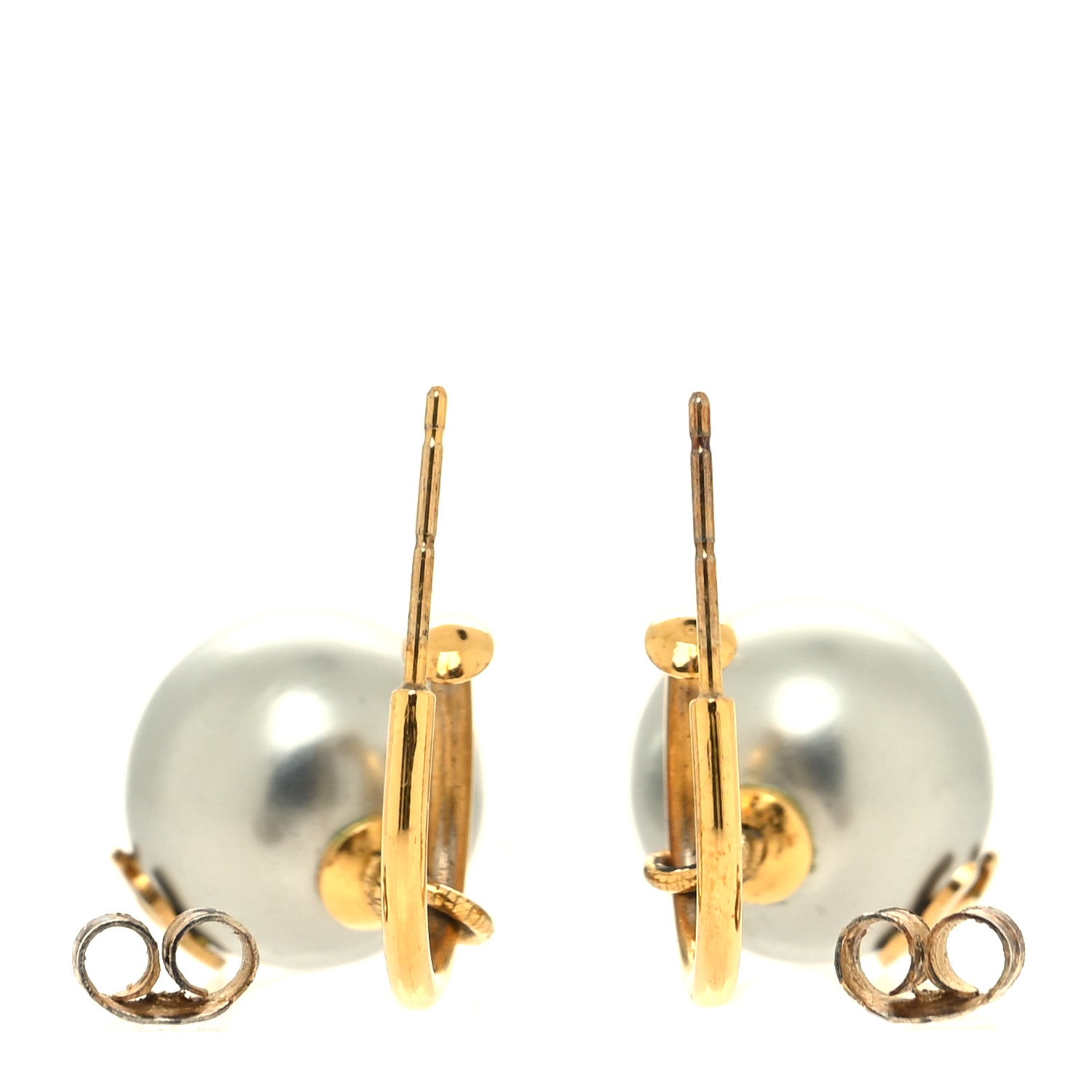 Chanel Pearl CC Drop Earrings Gold Grey 3 of 3