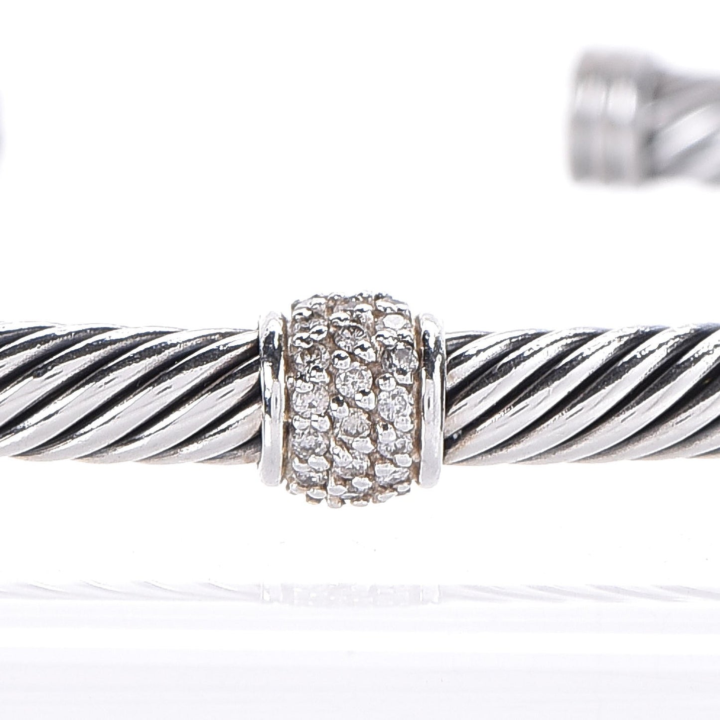 Sterling Silver Diamond 4mm Cable Classics Single Station Bracelet M