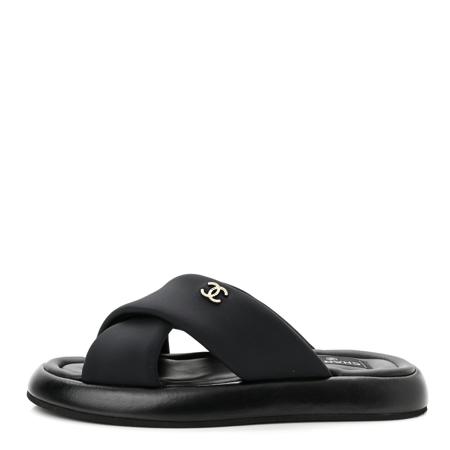 Chanel Fabric CC Mules Sandals 40 Black 1 of 9