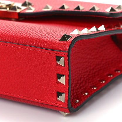 Valentino Garavani Pebbled Calfskin Medium Rockstud Flip Lock Crossbody Bag Rouge Pur 8 of 8