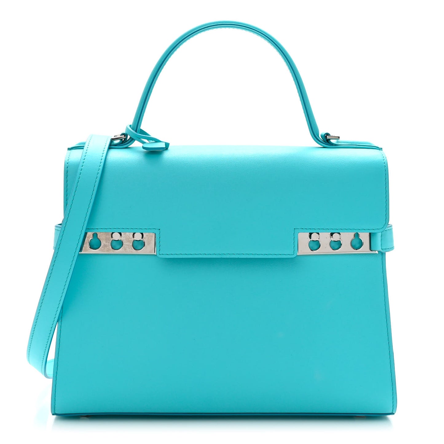 Calfskin MM Tempete Satchel Turquoise
