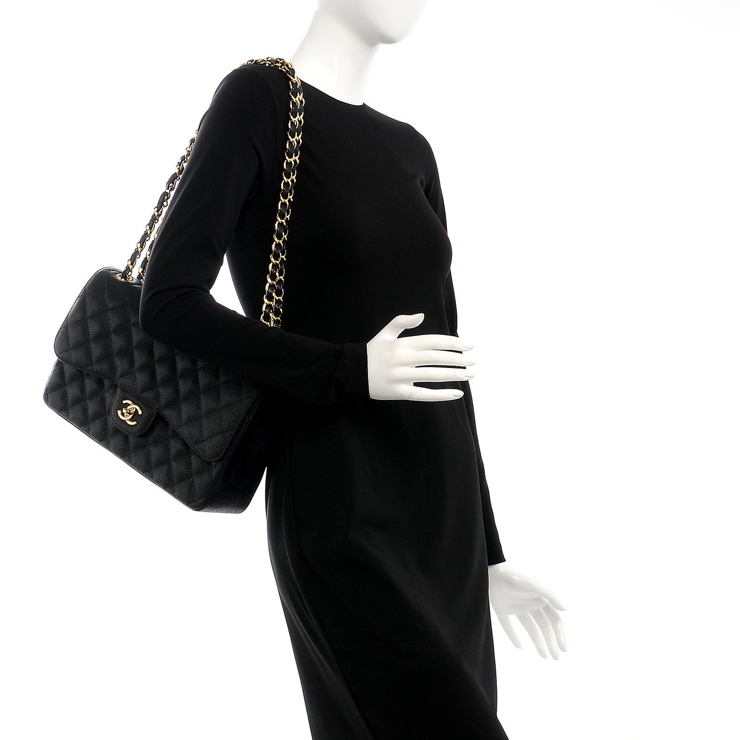 Chanel Caviar Quilted Jumbo Double Flap Black 2 of 7