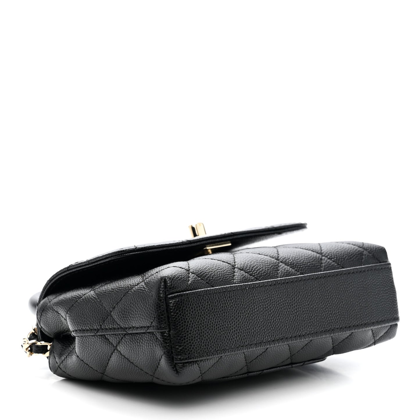 Caviar Quilted Coco Handle Clutch With Chain Black