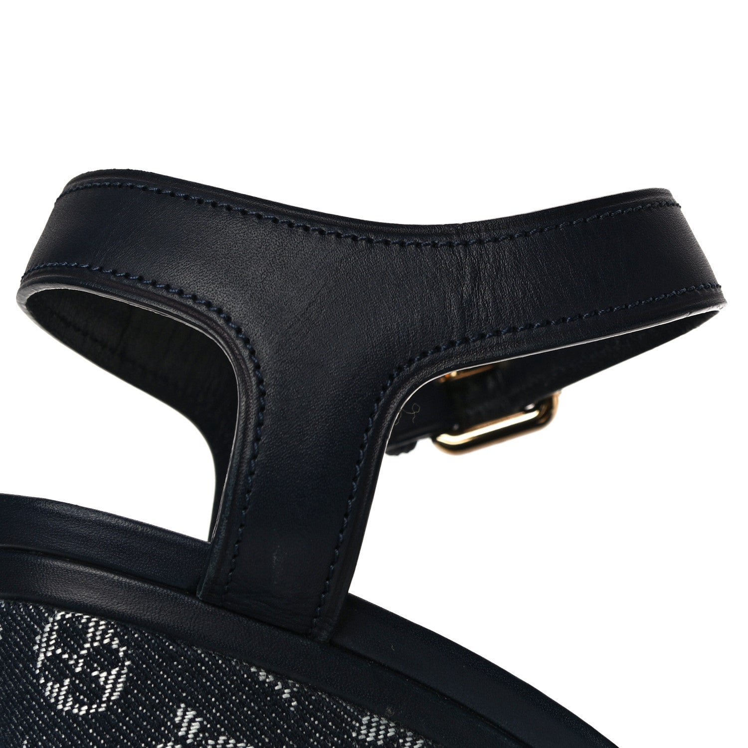 Louis Vuitton Calfskin Monogram Denim Waterfall Wedge Sandals 38 Blue 14 of 18