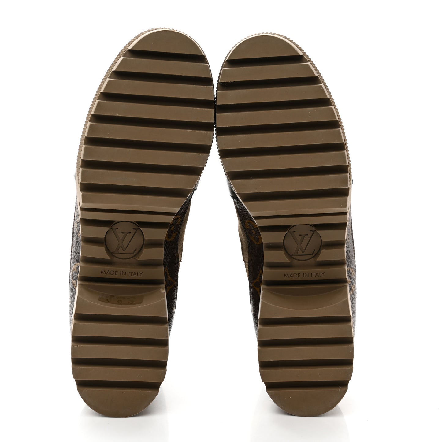Suede Calfskin Monogram Laureate Platform Desert Boots 38.5 Taupe
