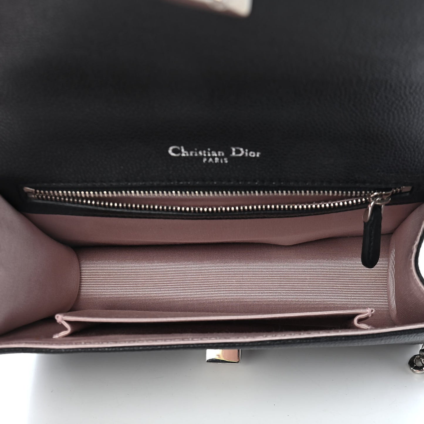 Grained Calfskin Small Diorama Flap Bag Black