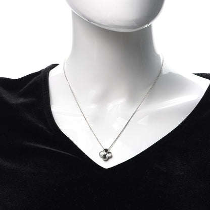 Van Cleef & Arpels 18K White Gold Diamond Guilloche Vintage Alhambra Pendant Necklace 2 of 8
