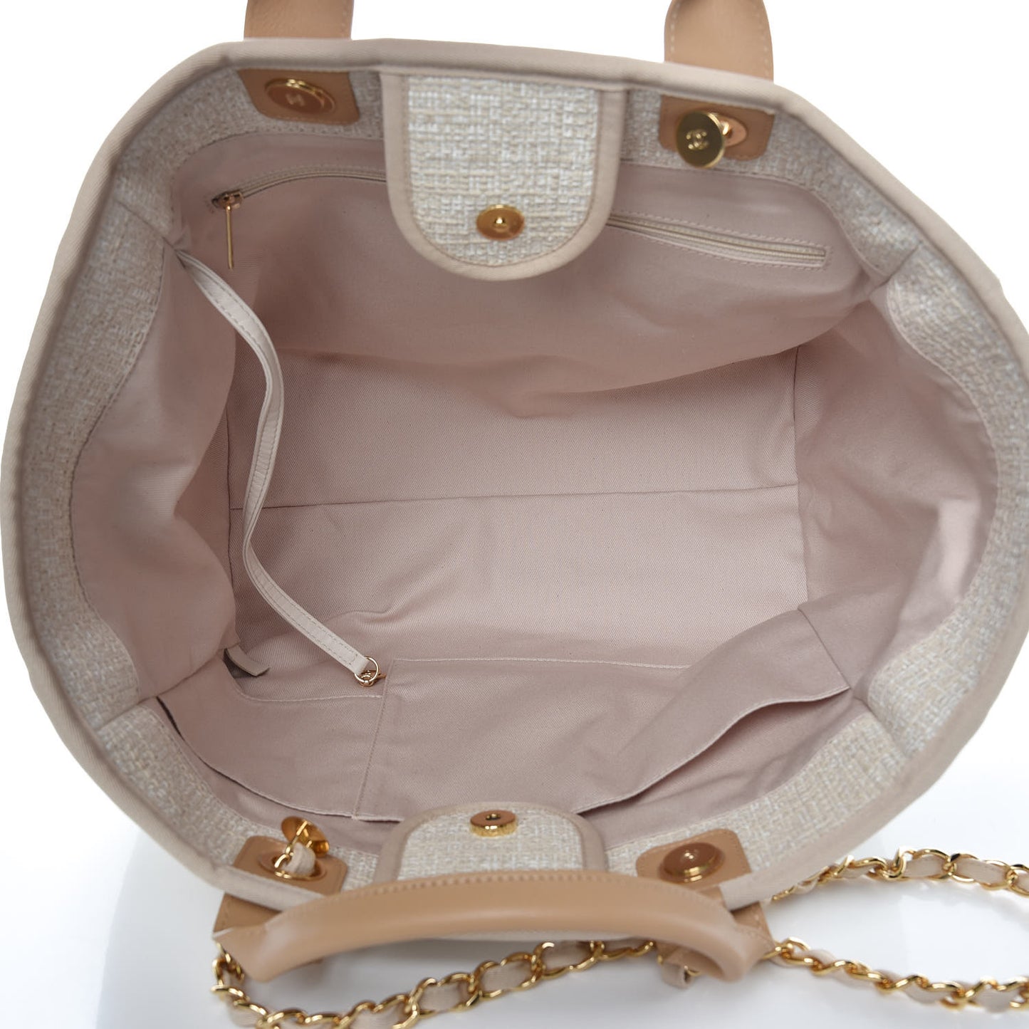 Canvas Large Deauville Tote Light Beige