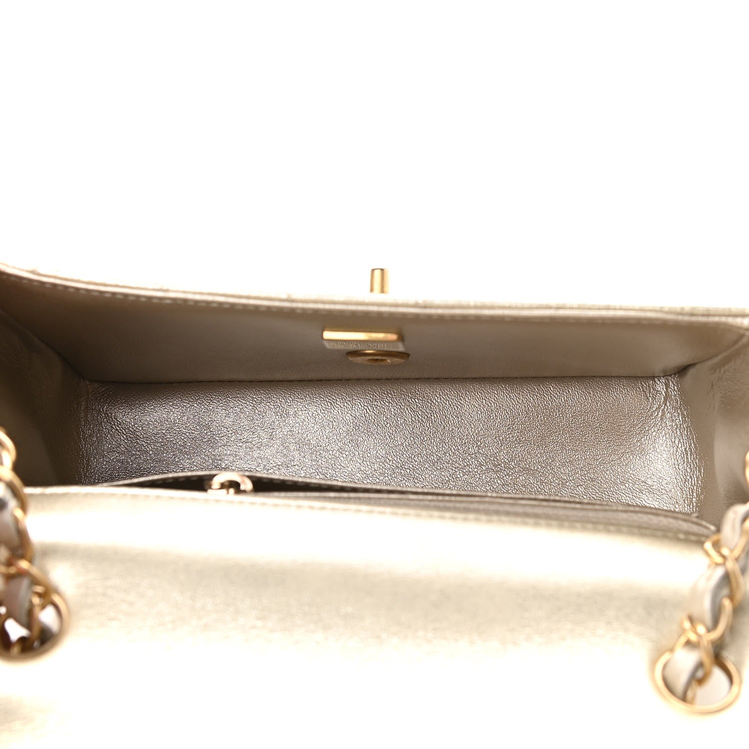 Chanel Metallic Lambskin Quilted Mini Rectangular Flap Gold 4 of 10