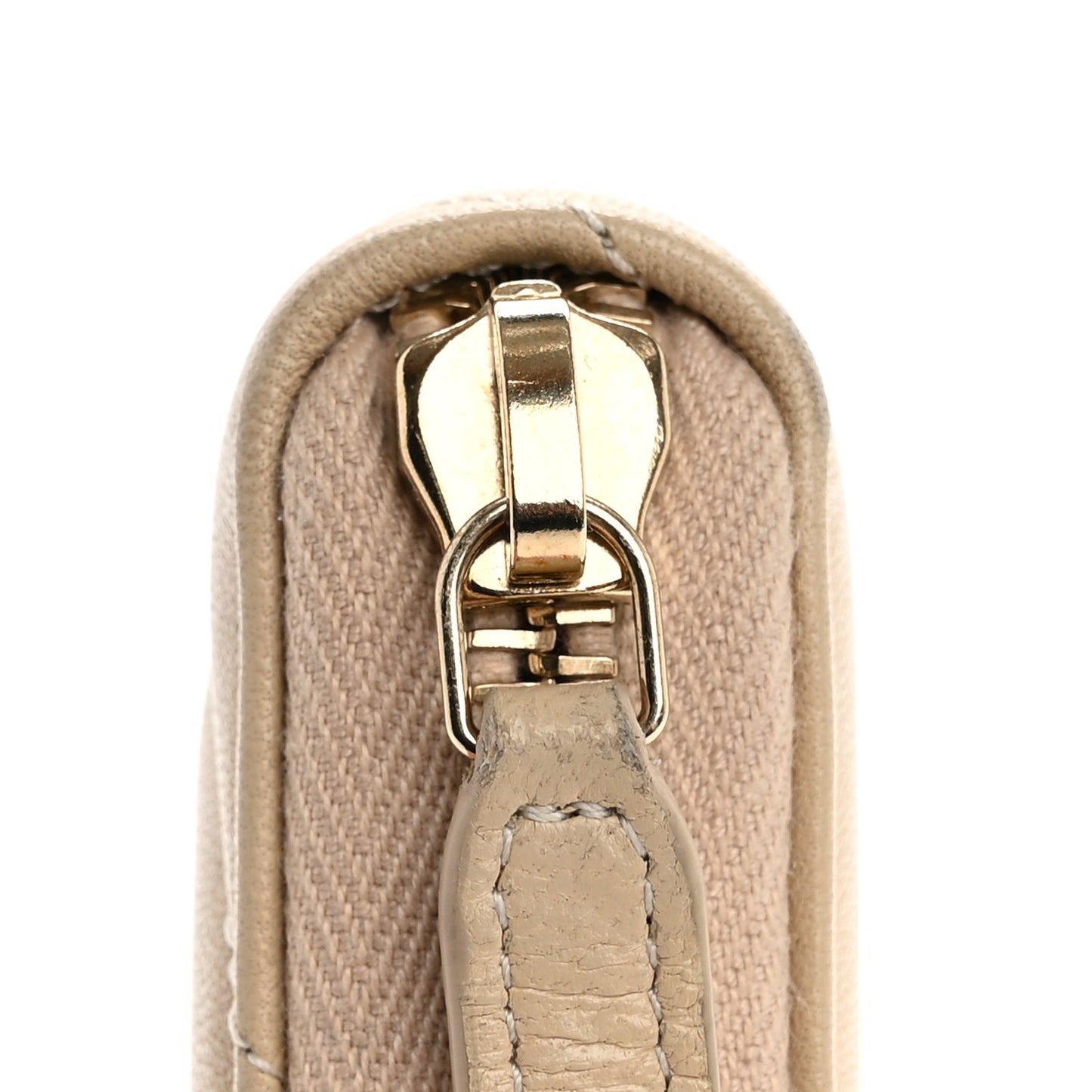 Shiny Goatskin Quilted 19 Long Zipped Around Wallet Beige
