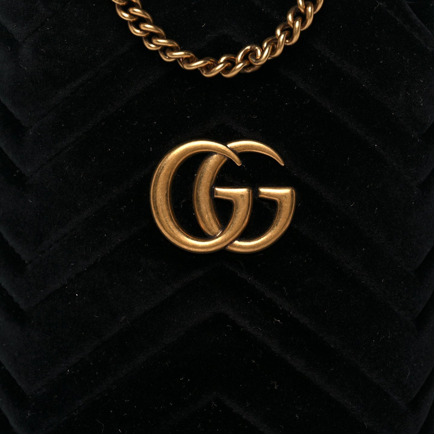 Velvet Matelasse Mini GG Marmont 2.0 Bucket Bag Black