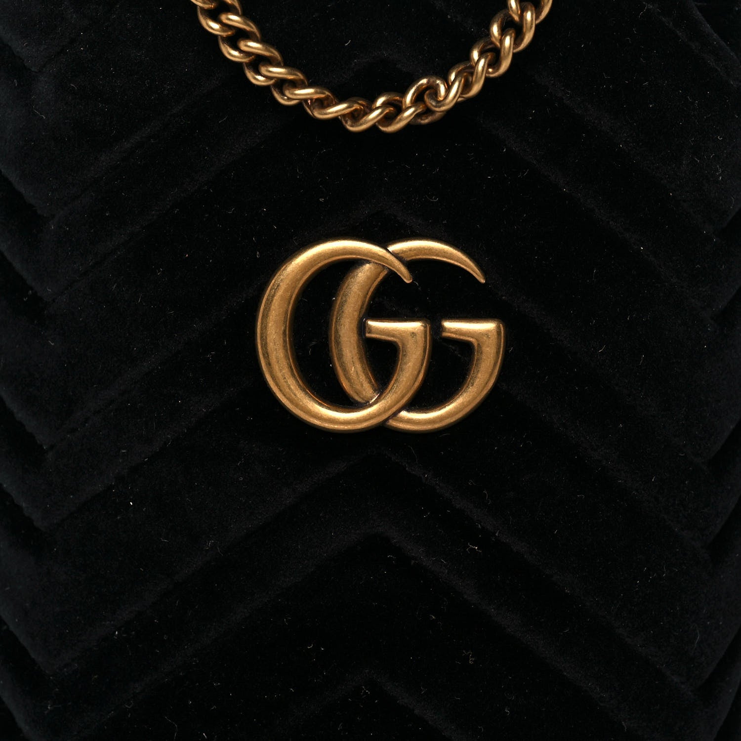 Gucci Velvet Matelasse Mini GG Marmont 2.0 Bucket Bag Black 7 of 11