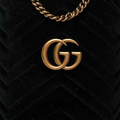 Gucci Velvet Matelasse Mini GG Marmont 2.0 Bucket Bag Black 7 of 11