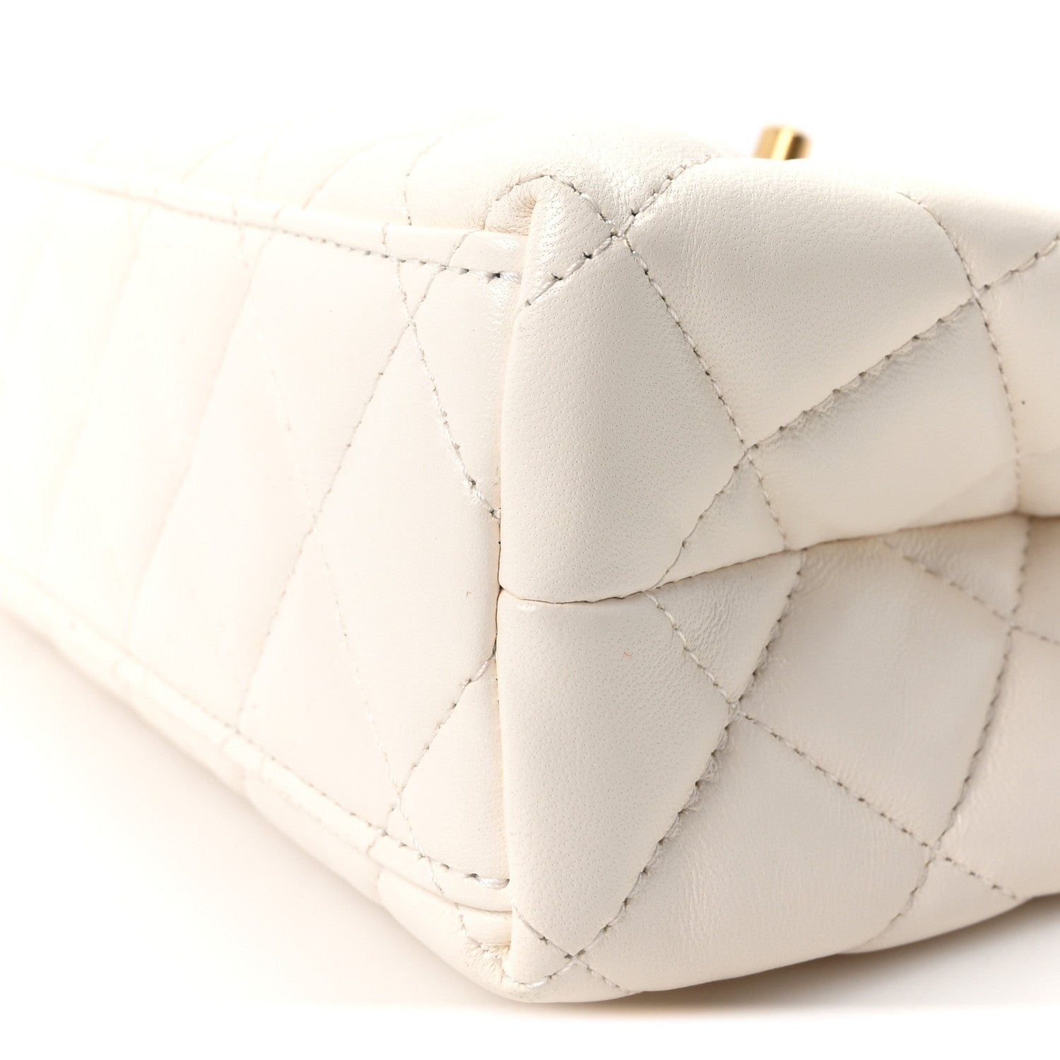 Chanel Shiny Aged Calfskin Quilted Nano Kelly Shopper White 9 of 10