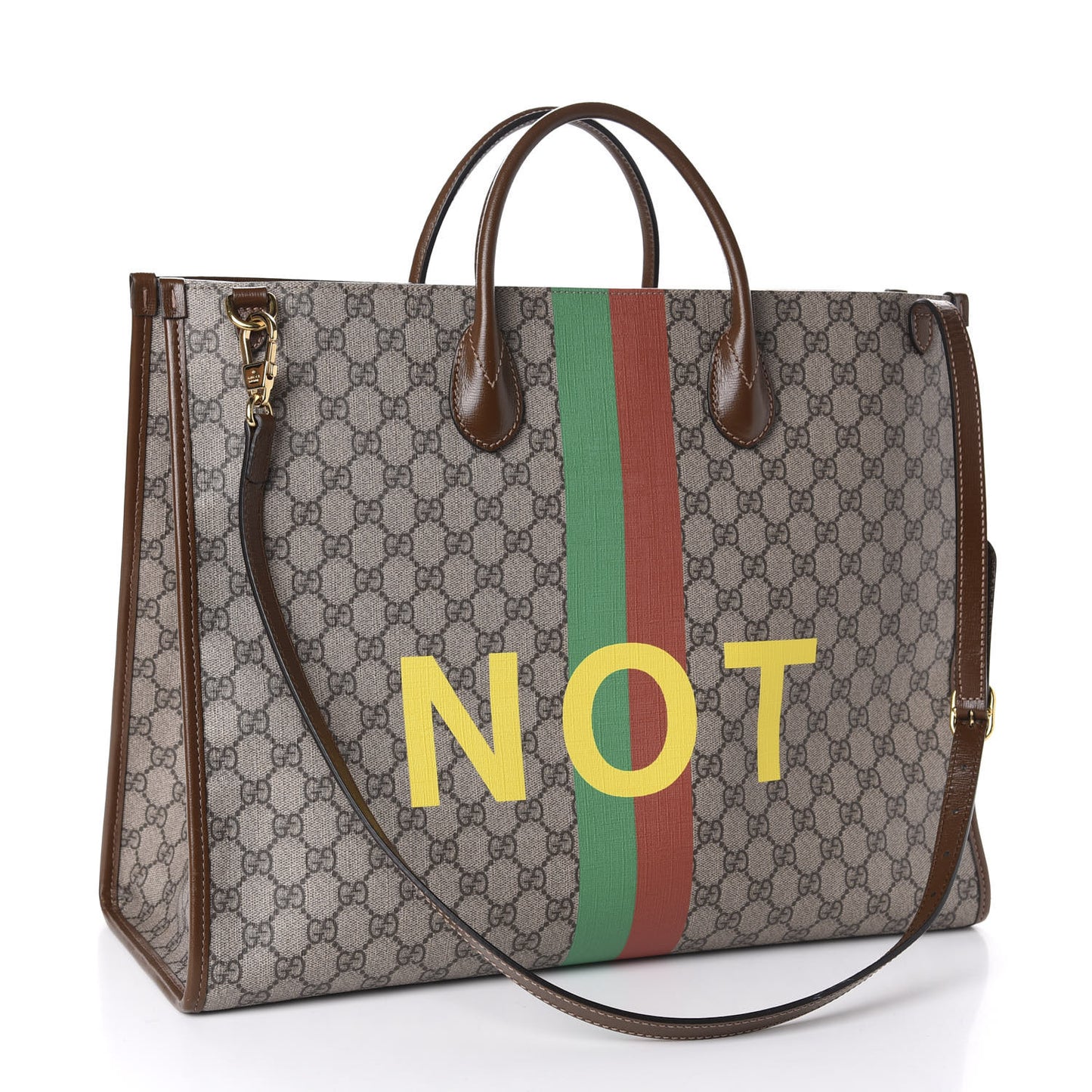 GG Supreme Monogram Fake/Not Large Retro Interlocking G Tote Bag Beige Brown Sugar