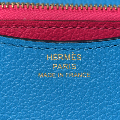 Hermes Evercolor Bi-Color Constance Slim Wallet Bleu Frida Rose Mexico 7 of 11