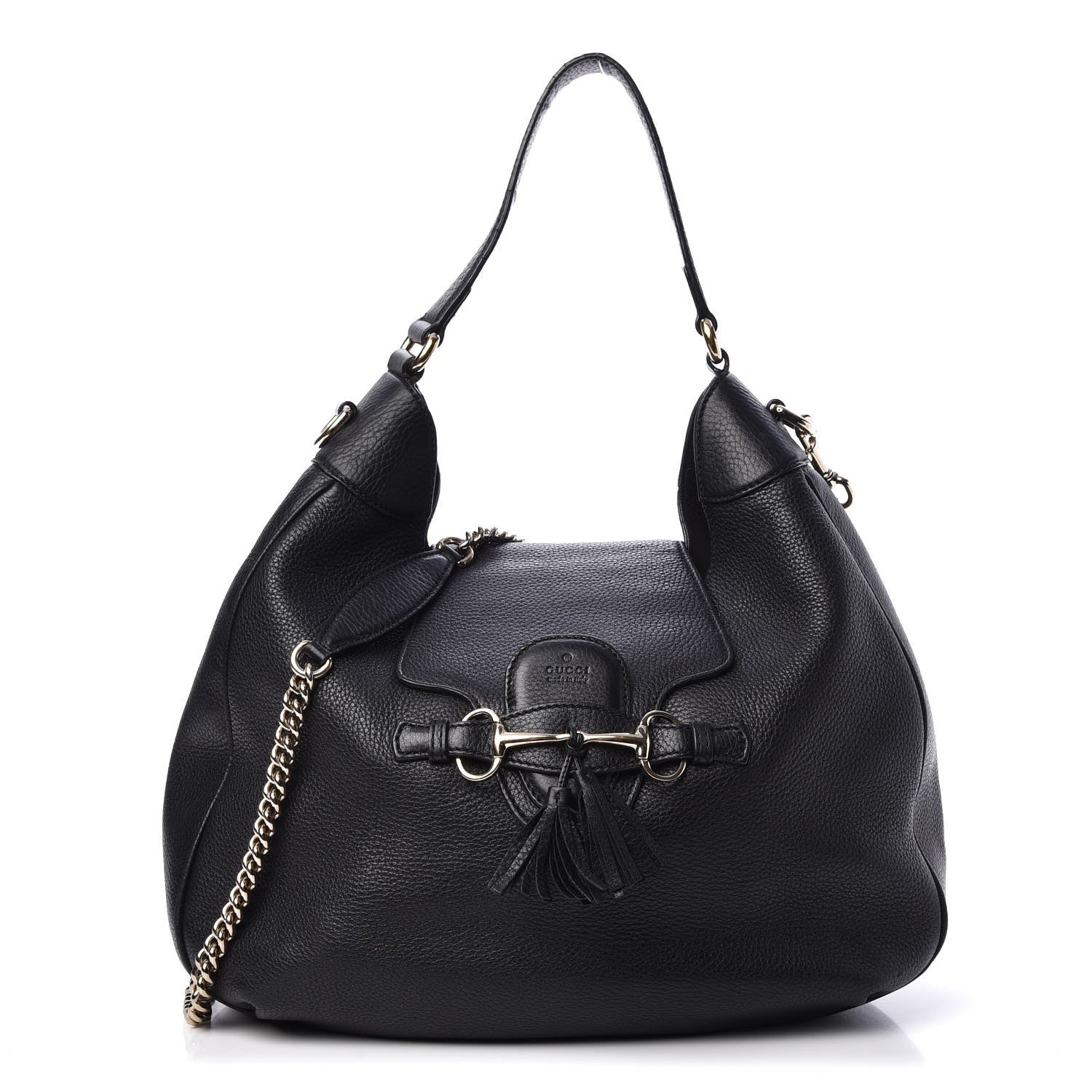 Gucci Pebbled Calfskin Medium Emily Hobo Black 1 of 15