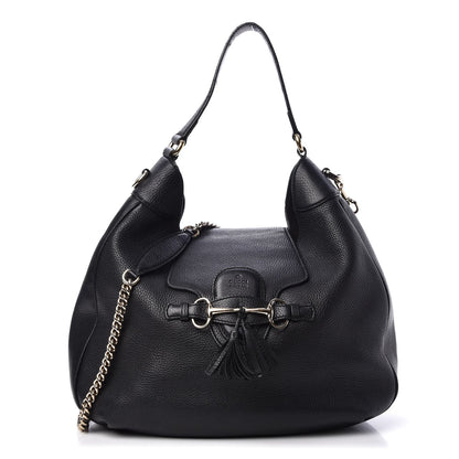 Gucci Pebbled Calfskin Medium Emily Hobo Black 1 of 15