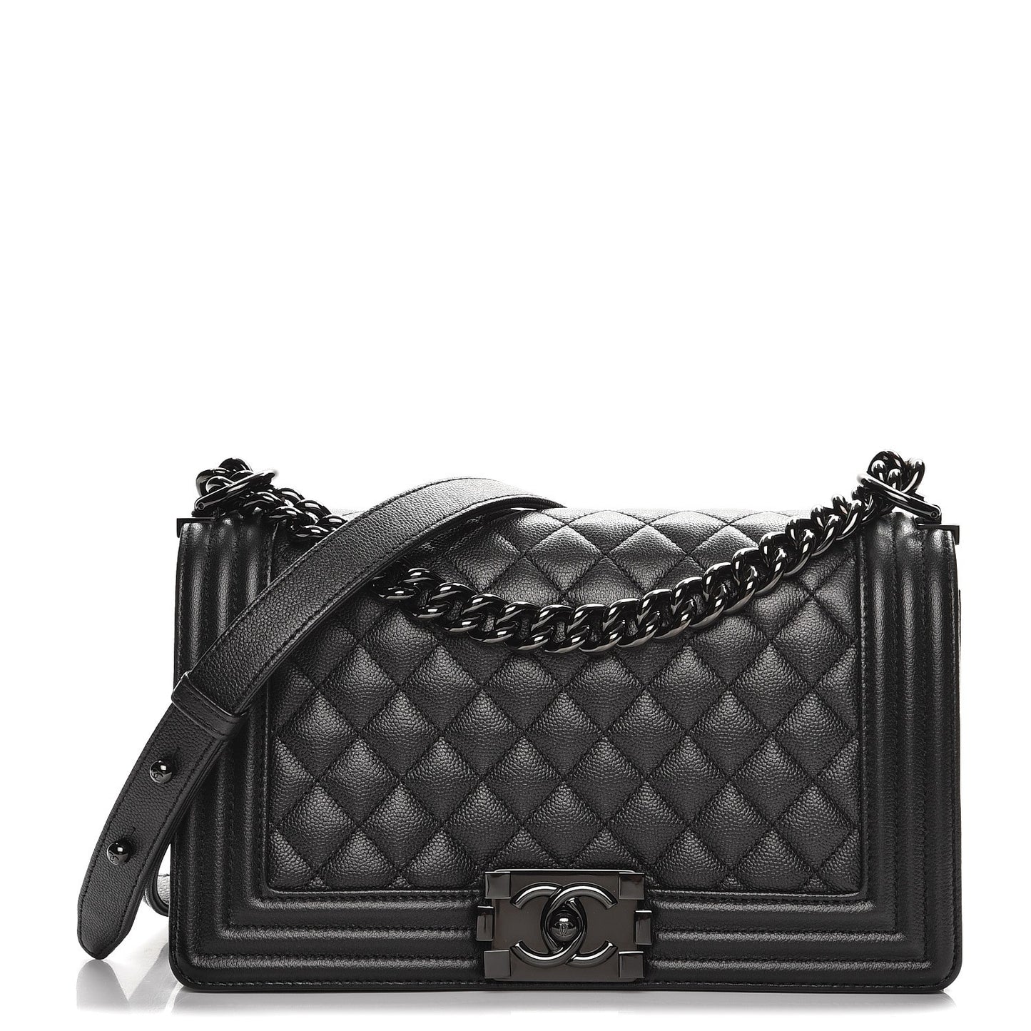 Caviar Quilted Medium Boy Flap So Black