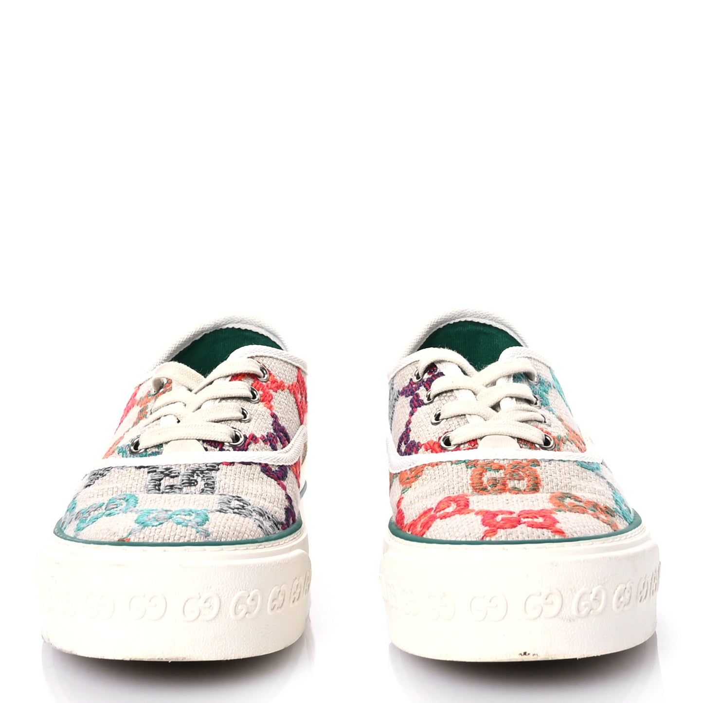 Linen Psychedelic Mini GG Monogram Womens 1977 Tennis Sneakers 40 Ivory Multicolor