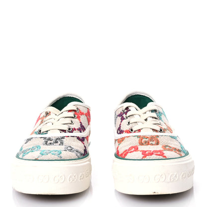Gucci Linen Psychedelic Mini GG Monogram Womens 1977 Tennis Sneakers 40 Ivory Multicolor 2 of 8