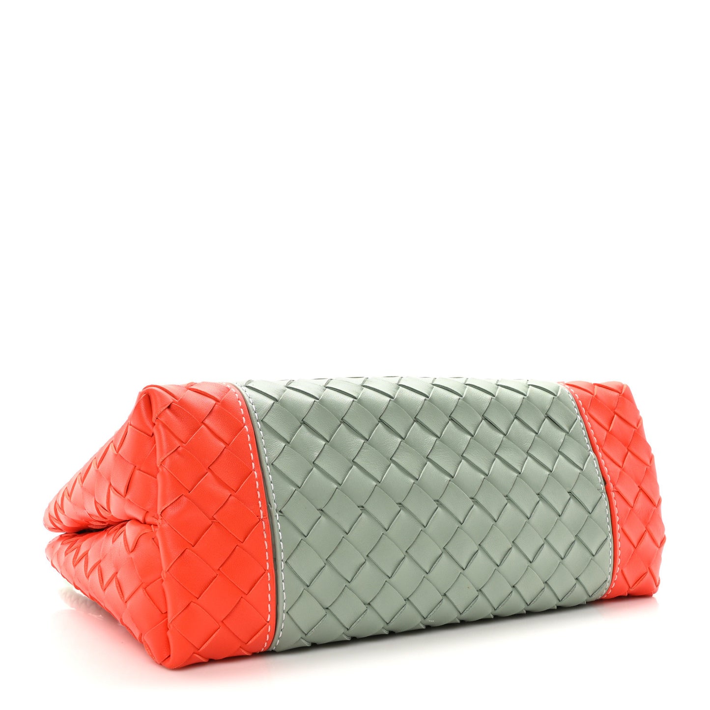 Nappa Intrecciato Small East West Andiamo Shoulder Bag New Sauge Orange Celadon