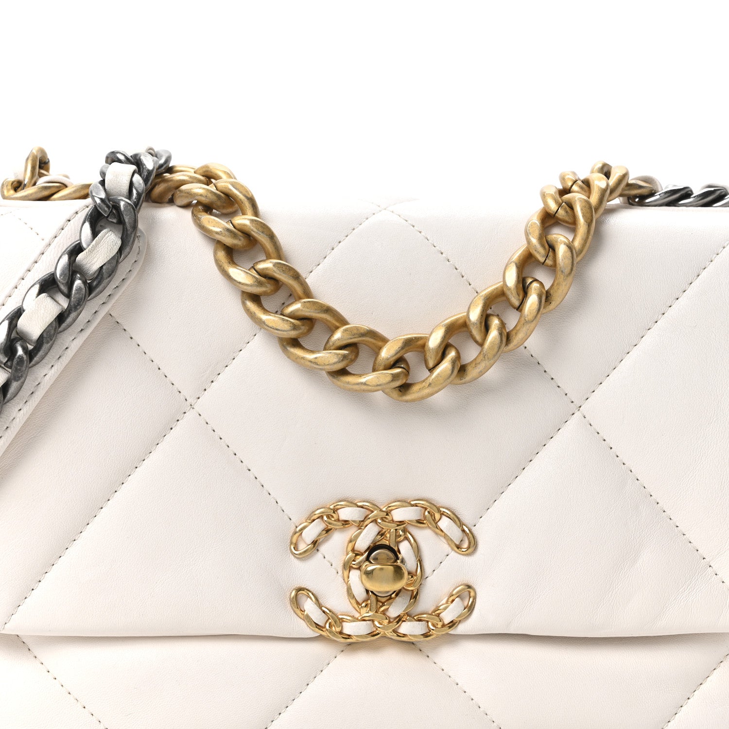 Chanel Lambskin Quilted Medium Chanel 19 Flap White 8 of 10