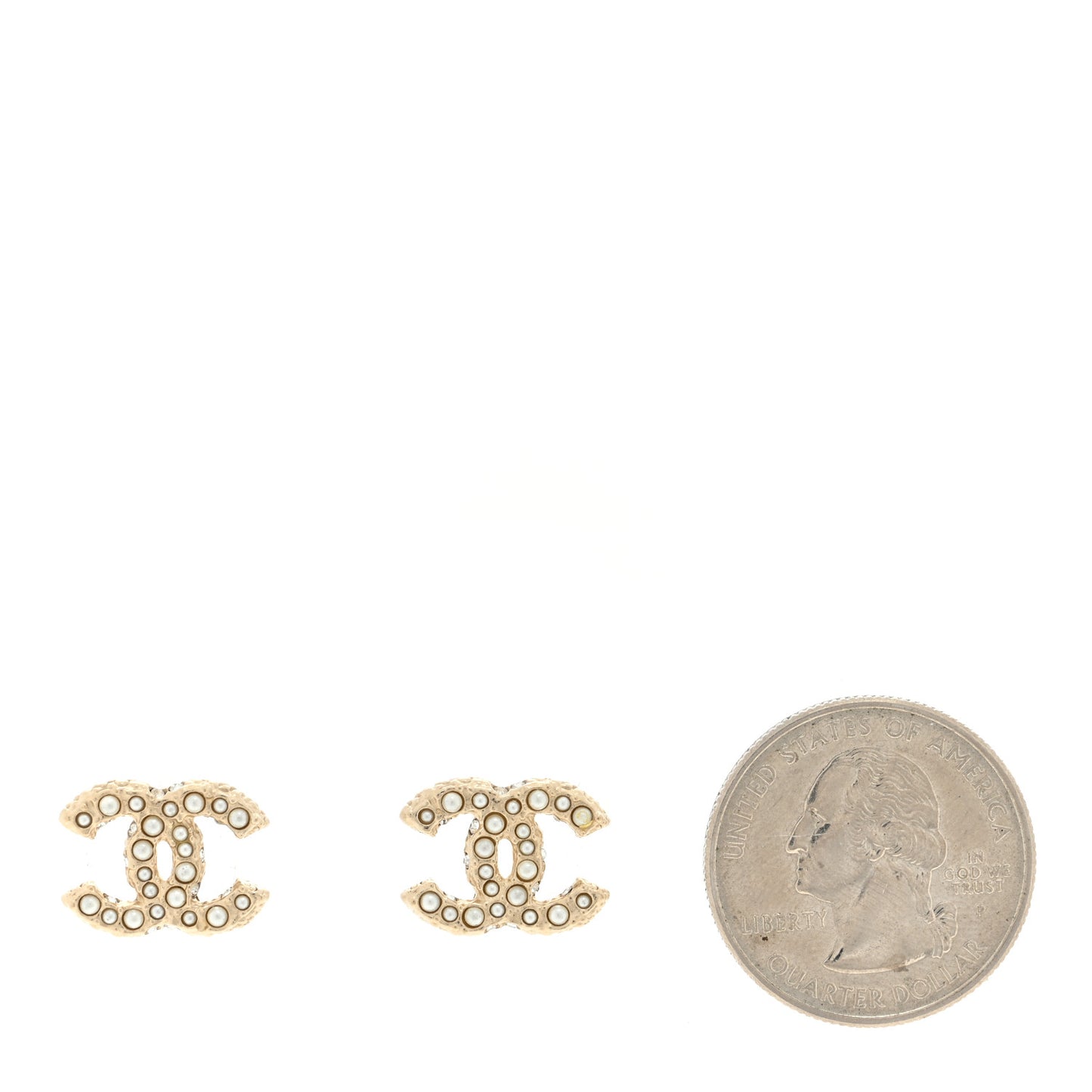 Metal Graduated Pearl Crystal CC Earrings Light Gold
