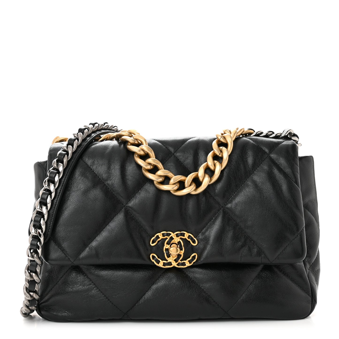 Goatskin Quilted Large Chanel 19 Flap Black