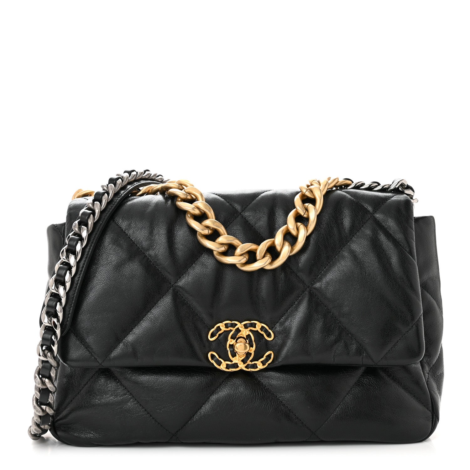Chanel Goatskin Quilted Large Chanel 19 Flap Black 1 of 12